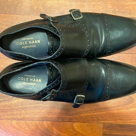 Cole Haan Shoes | Pre Owned Grand Os Classic Cole Haan Double Monk Strap Black 9.5 Cap Toe Shoes | Color: Black | Size: 9.5 | Techsale147's Closet
